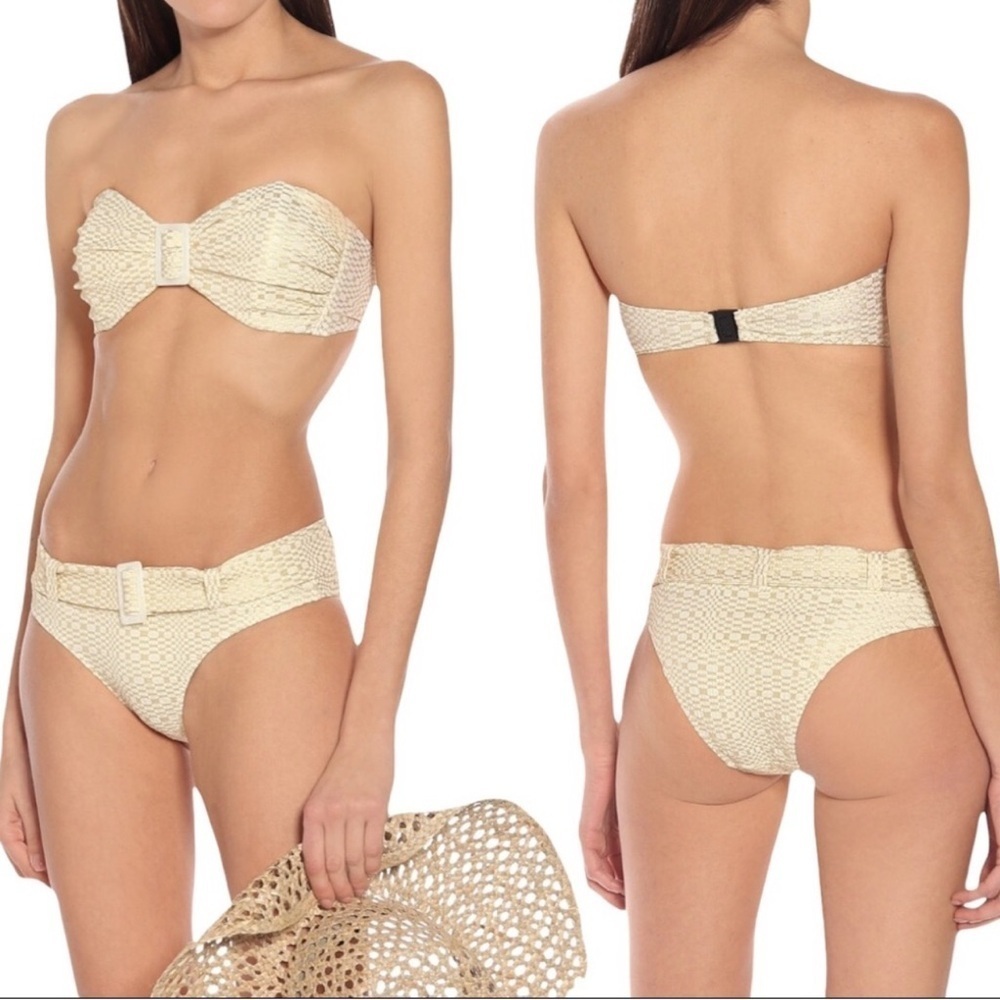 Lisa Marie Fernandez | Buckle Bandeau Metallic Bikini Set - Size 1 2-4